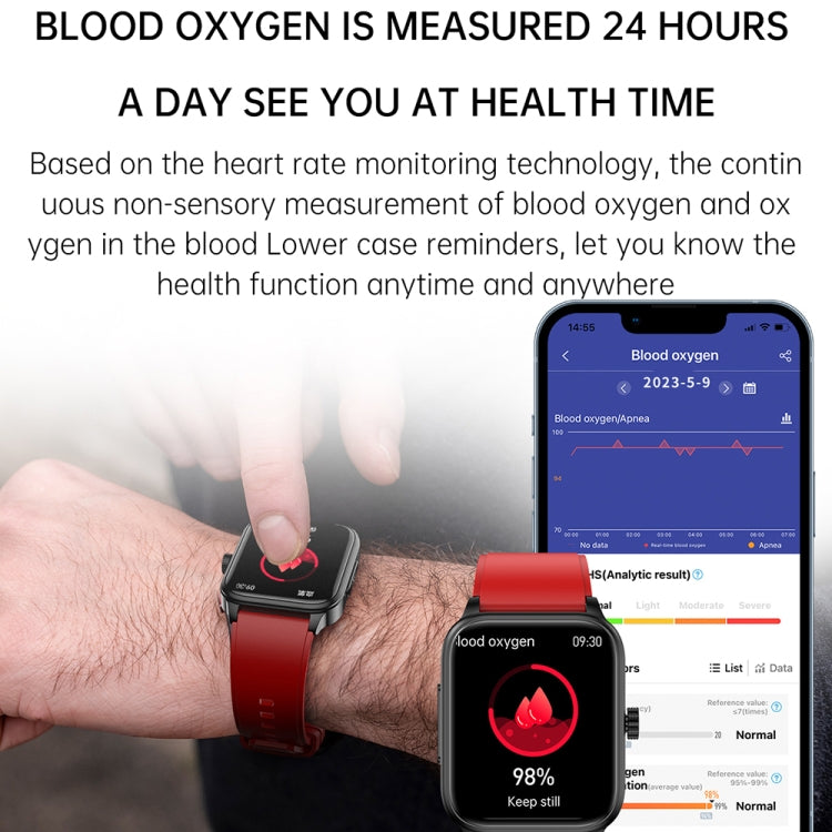 ET540 1.91 inch IP67 Waterproof Silicone Band Smart Watch, Support ECG / Non-invasive Blood Glucose Measurement, ET540 (Blue), ET540 (Red)