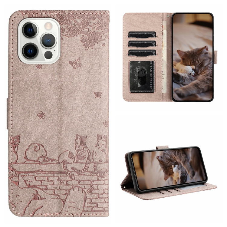 Cat Embossing Pattern Leather Phone Case with Lanyard, For iPhone 14 Pro Max, For iPhone 7 / 8 / SE 2020 / SE 2022, For iPhone 13 Pro Max, For iPhone 13 Pro