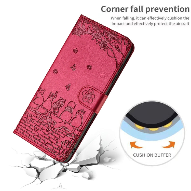 Cat Embossing Pattern Leather Phone Case with Lanyard, For iPhone 16e / 17e, For iPhone 17 Pro Max, For iPhone 17 Pro, For iPhone 17
