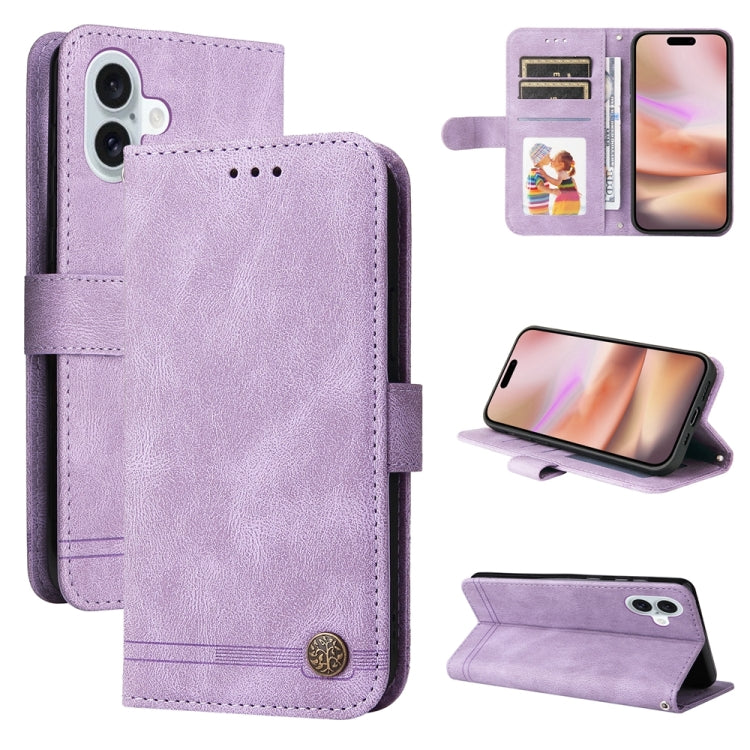 Skin Feel Life Tree Leather Phone Case, For iPhone Air, For iPhone 16 Pro Max, For iPhone 16 Pro, For iPhone 16 Plus
