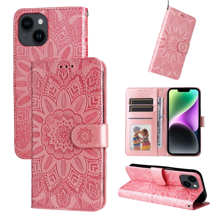 Embossed Sunflower Leather Phone Case, For iPhone 16, For iPhone 15 Pro Max, For iPhone 15 Pro, For iPhone 15 Plus