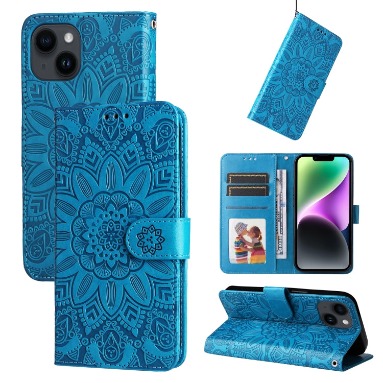 Embossed Sunflower Leather Phone Case, For iPhone 16, For iPhone 15 Pro Max, For iPhone 15 Pro, For iPhone 15 Plus