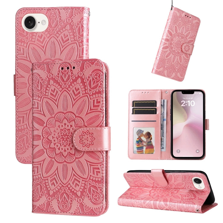 Embossed Sunflower Leather Phone Case, For iPhone 17e / 16e, For iPhone 17 Pro Max, For iPhone 17 Pro, For iPhone 17