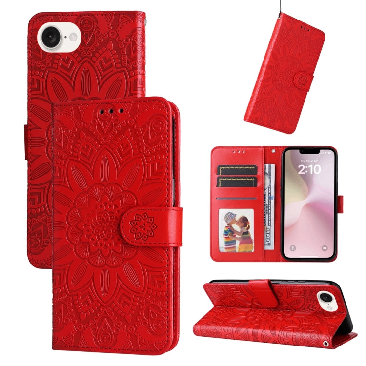 Embossed Sunflower Leather Phone Case, For iPhone 17e / 16e, For iPhone 17 Pro Max, For iPhone 17 Pro, For iPhone 17