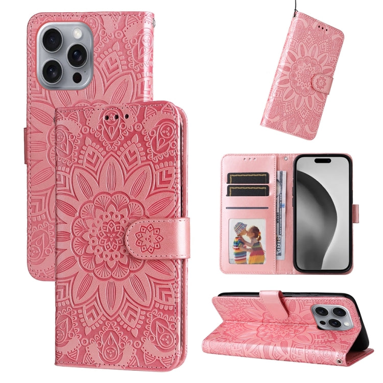 Embossed Sunflower Leather Phone Case, For iPhone Air, For iPhone 16 Pro Max, For iPhone 16 Pro, For iPhone 16 Plus