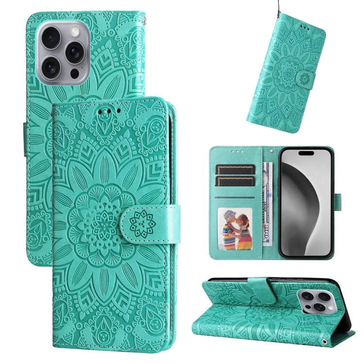 Embossed Sunflower Leather Phone Case, For iPhone Air, For iPhone 16 Pro Max, For iPhone 16 Pro, For iPhone 16 Plus