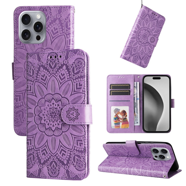 Embossed Sunflower Leather Phone Case, For iPhone Air, For iPhone 16 Pro Max, For iPhone 16 Pro, For iPhone 16 Plus