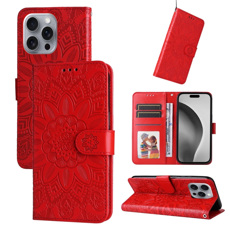 Embossed Sunflower Leather Phone Case, For iPhone Air, For iPhone 16 Pro Max, For iPhone 16 Pro, For iPhone 16 Plus