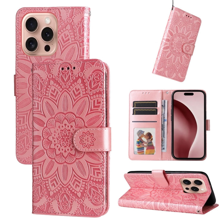 Embossed Sunflower Leather Phone Case, For iPhone Air, For iPhone 16 Pro Max, For iPhone 16 Pro, For iPhone 16 Plus