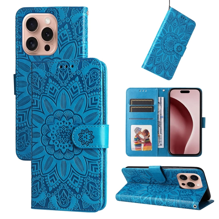 Embossed Sunflower Leather Phone Case, For iPhone Air, For iPhone 16 Pro Max, For iPhone 16 Pro, For iPhone 16 Plus