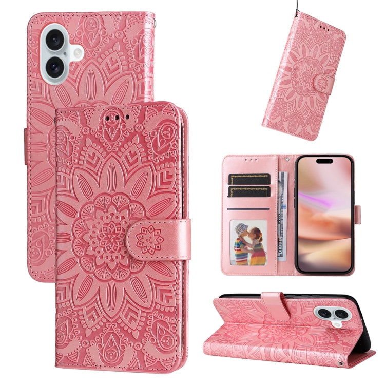 Embossed Sunflower Leather Phone Case, For iPhone Air, For iPhone 16 Pro Max, For iPhone 16 Pro, For iPhone 16 Plus