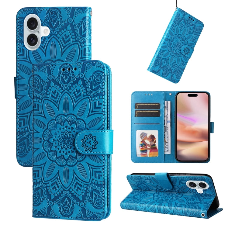 Embossed Sunflower Leather Phone Case, For iPhone Air, For iPhone 16 Pro Max, For iPhone 16 Pro, For iPhone 16 Plus
