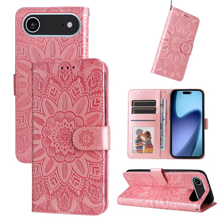 Embossed Sunflower Leather Phone Case, For iPhone Air, For iPhone 16 Pro Max, For iPhone 16 Pro, For iPhone 16 Plus
