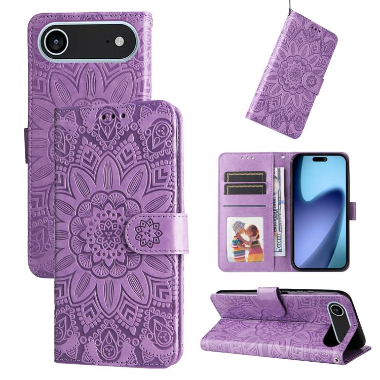 Embossed Sunflower Leather Phone Case, For iPhone Air, For iPhone 16 Pro Max, For iPhone 16 Pro, For iPhone 16 Plus
