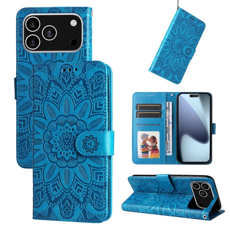 Embossed Sunflower Leather Phone Case, For iPhone 17e / 16e, For iPhone 17 Pro Max, For iPhone 17 Pro, For iPhone 17