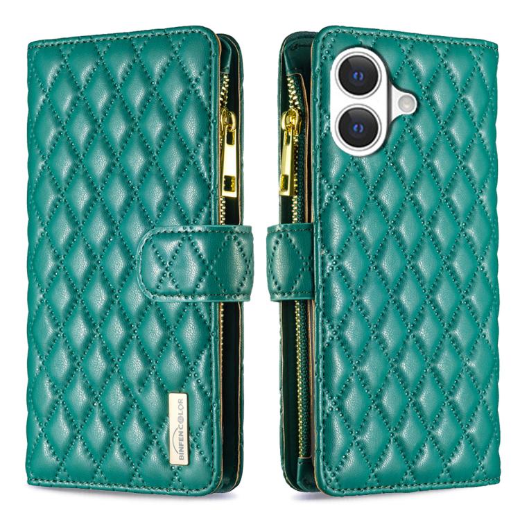 Diamond Lattice Zipper Wallet Leather Flip Phone Case, For iPhone 17 Pro Max, For iPhone 17 Pro, For iPhone 17, For iPhone Air