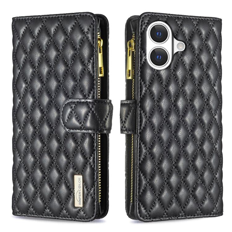 Diamond Lattice Zipper Wallet Leather Flip Phone Case, For iPhone 17 Pro Max, For iPhone 17 Pro, For iPhone 17, For iPhone Air
