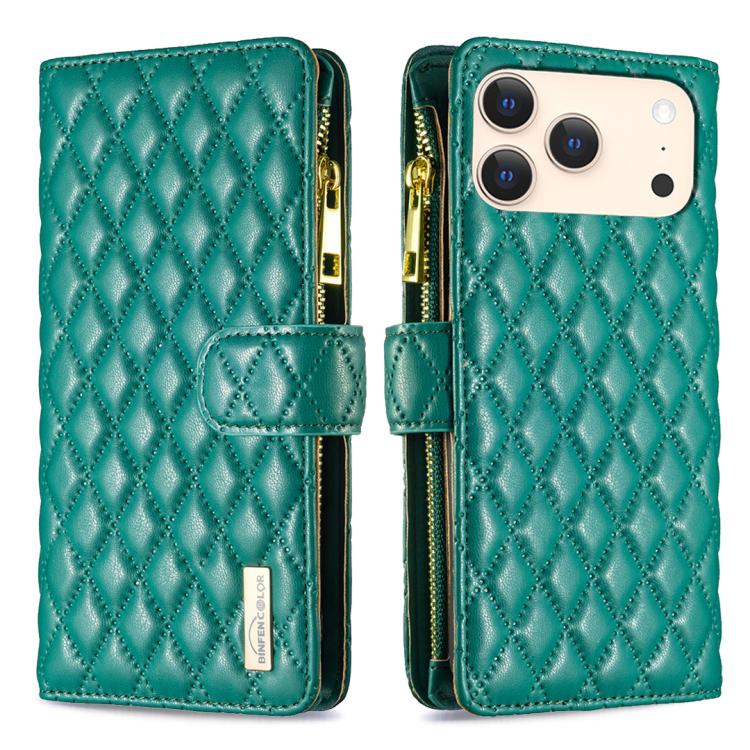 Diamond Lattice Zipper Wallet Leather Flip Phone Case, For iPhone 17 Pro Max, For iPhone 17 Pro, For iPhone 17, For iPhone Air