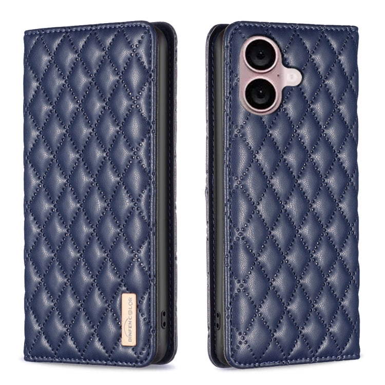 Diamond Lattice Magnetic Leather Flip Phone Case, For iPhone 16 Pro Max, For iPhone 16 Pro, For iPhone 16 Plus, For iPhone 16