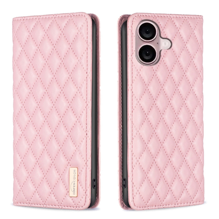 Diamond Lattice Magnetic Leather Flip Phone Case, For iPhone 16 Pro Max, For iPhone 16 Pro, For iPhone 16 Plus, For iPhone 16
