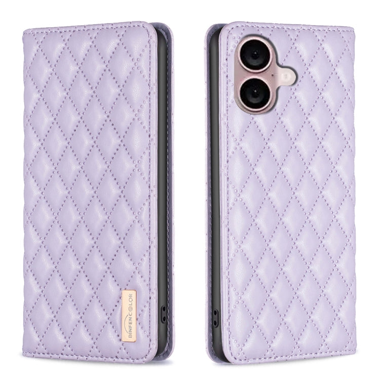 Diamond Lattice Magnetic Leather Flip Phone Case, For iPhone 16 Pro Max, For iPhone 16 Pro, For iPhone 16 Plus, For iPhone 16