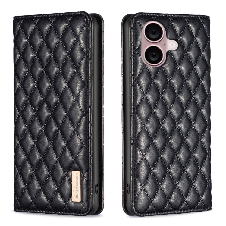 Diamond Lattice Magnetic Leather Flip Phone Case, For iPhone 16 Pro Max, For iPhone 16 Pro, For iPhone 16 Plus, For iPhone 16