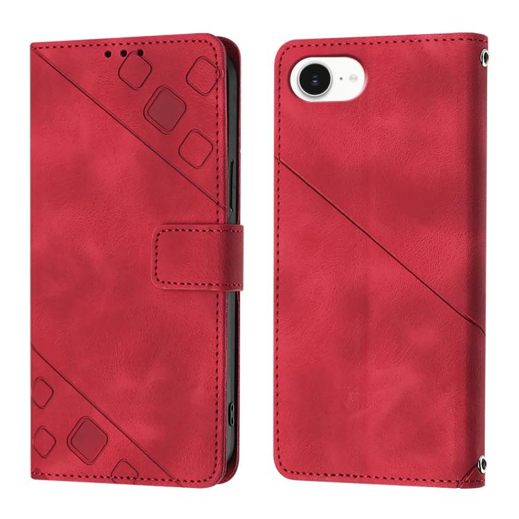 Skin-feel Embossed Leather Phone Case, For iPhone SE 2024, For iPhone 16 Pro Max, For iPhone 16 Pro, For iPhone 16 Plus