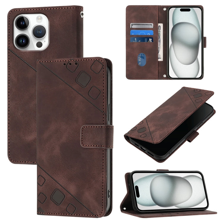 Skin-feel Embossed Leather Phone Case, For iPhone SE 2024, For iPhone 16 Pro Max, For iPhone 16 Pro, For iPhone 16 Plus