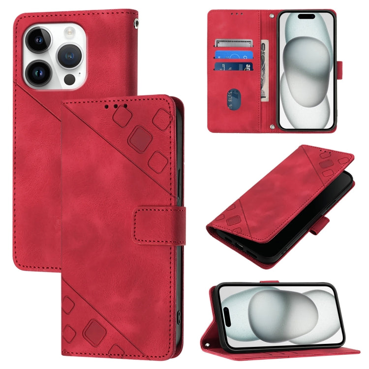Skin-feel Embossed Leather Phone Case, For iPhone SE 2024, For iPhone 16 Pro Max, For iPhone 16 Pro, For iPhone 16 Plus