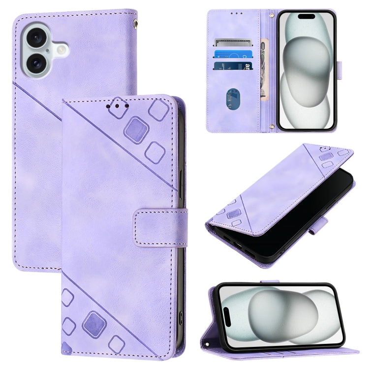 Skin-feel Embossed Leather Phone Case, For iPhone SE 2024, For iPhone 16 Pro Max, For iPhone 16 Pro, For iPhone 16 Plus