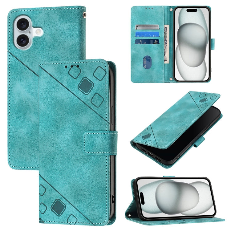 Skin-feel Embossed Leather Phone Case, For iPhone SE 2024, For iPhone 16 Pro Max, For iPhone 16 Pro, For iPhone 16 Plus