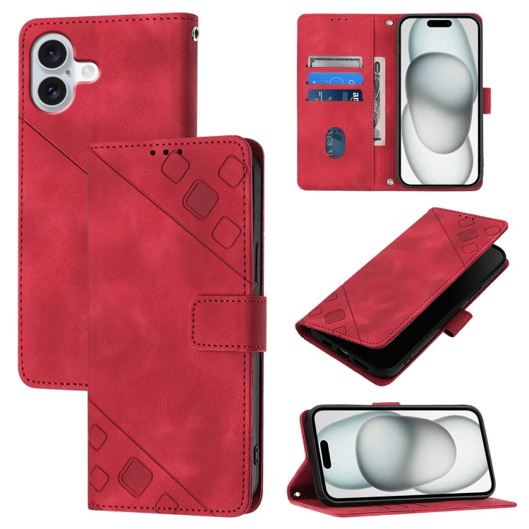 Skin-feel Embossed Leather Phone Case, For iPhone SE 2024, For iPhone 16 Pro Max, For iPhone 16 Pro, For iPhone 16 Plus