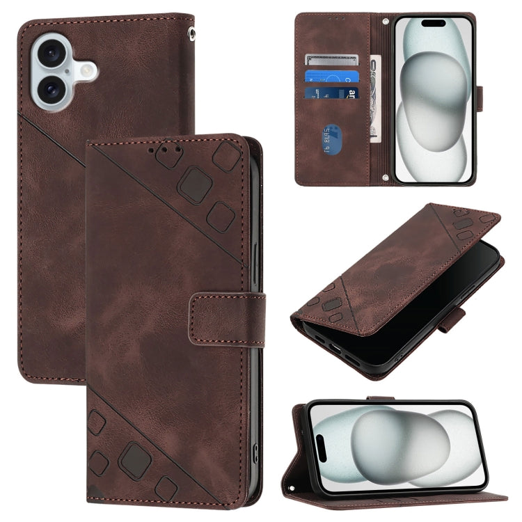 Skin-feel Embossed Leather Phone Case, For iPhone SE 2024, For iPhone 16 Pro Max, For iPhone 16 Pro, For iPhone 16 Plus