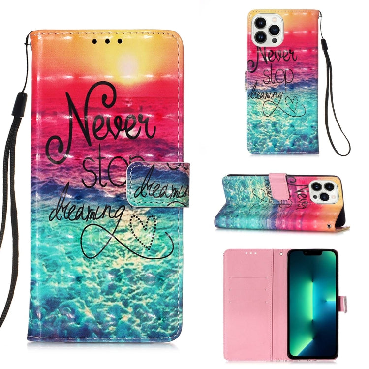 3D Painting Horizontal Flip Leather Phone Case, For iPhone 15 Pro Max, For iPhone 15 Pro, For iPhone 15 Plus