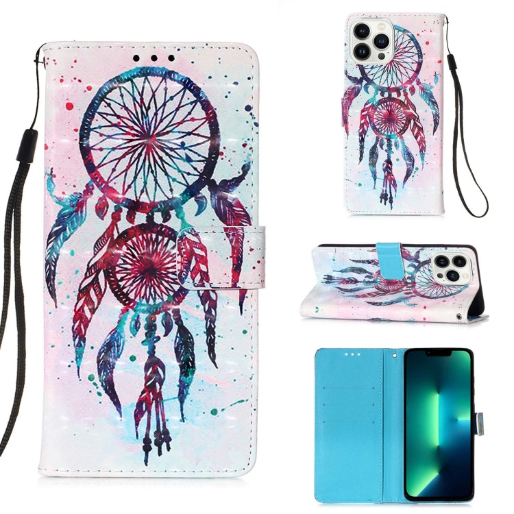 3D Painting Horizontal Flip Leather Phone Case, For iPhone 15 Pro Max, For iPhone 15 Pro, For iPhone 15 Plus