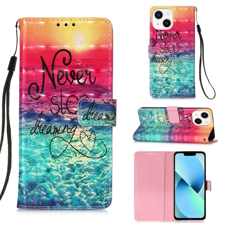 3D Painting Horizontal Flip Leather Phone Case, For iPhone 15 Pro Max, For iPhone 15 Pro, For iPhone 15 Plus
