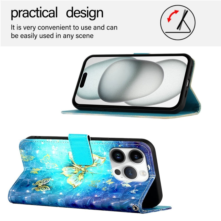 3D Painting Horizontal Flip Leather Phone Case, For iPhone 16 Pro, For iPhone 16 Plus, For iPhone 16