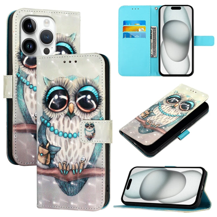 3D Painting Horizontal Flip Leather Phone Case, For iPhone 16 Pro, For iPhone 16 Plus, For iPhone 16