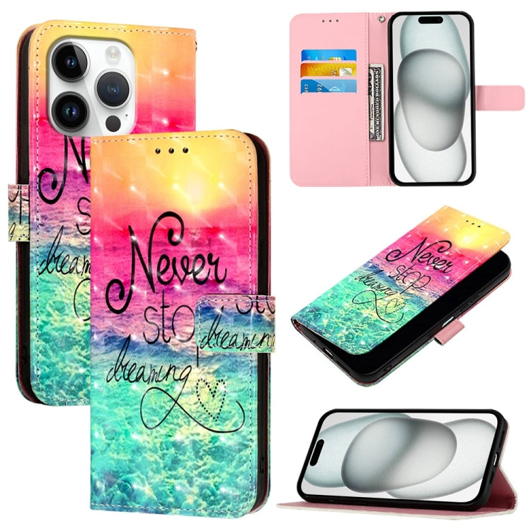 3D Painting Horizontal Flip Leather Phone Case, For iPhone 16 Pro, For iPhone 16 Plus, For iPhone 16