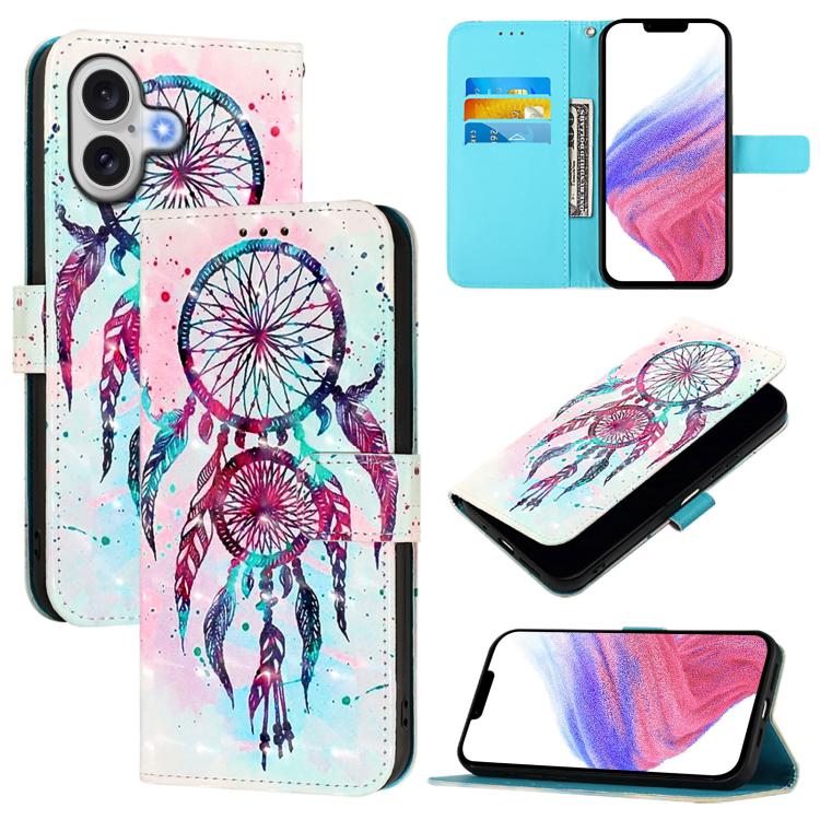3D Painting Horizontal Flip Leather Phone Case, For iPhone 17, For iPhone Air, For iPhone 16 Pro Max