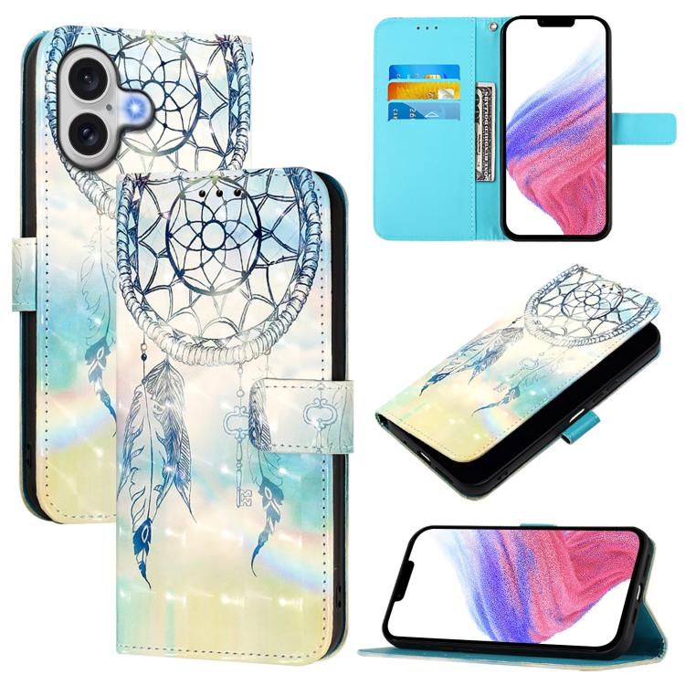 3D Painting Horizontal Flip Leather Phone Case, For iPhone 17, For iPhone Air, For iPhone 16 Pro Max