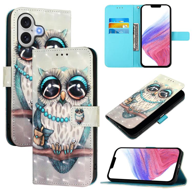 3D Painting Horizontal Flip Leather Phone Case, For iPhone 17, For iPhone Air, For iPhone 16 Pro Max