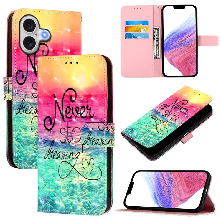 3D Painting Horizontal Flip Leather Phone Case, For iPhone 17, For iPhone Air, For iPhone 16 Pro Max