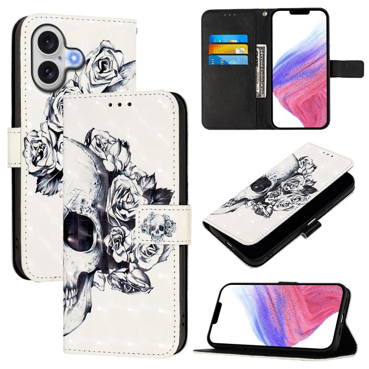 3D Painting Horizontal Flip Leather Phone Case, For iPhone 17, For iPhone Air, For iPhone 16 Pro Max