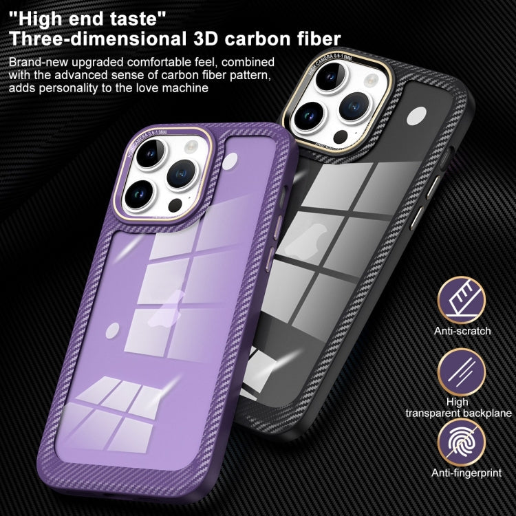 Carbon Fiber Transparent Back Panel Phone Case, For iPhone 14, For iPhone 14 Pro, For iPhone 14 Pro Max, For iPhone 13 Pro Max, For iPhone 13 Pro