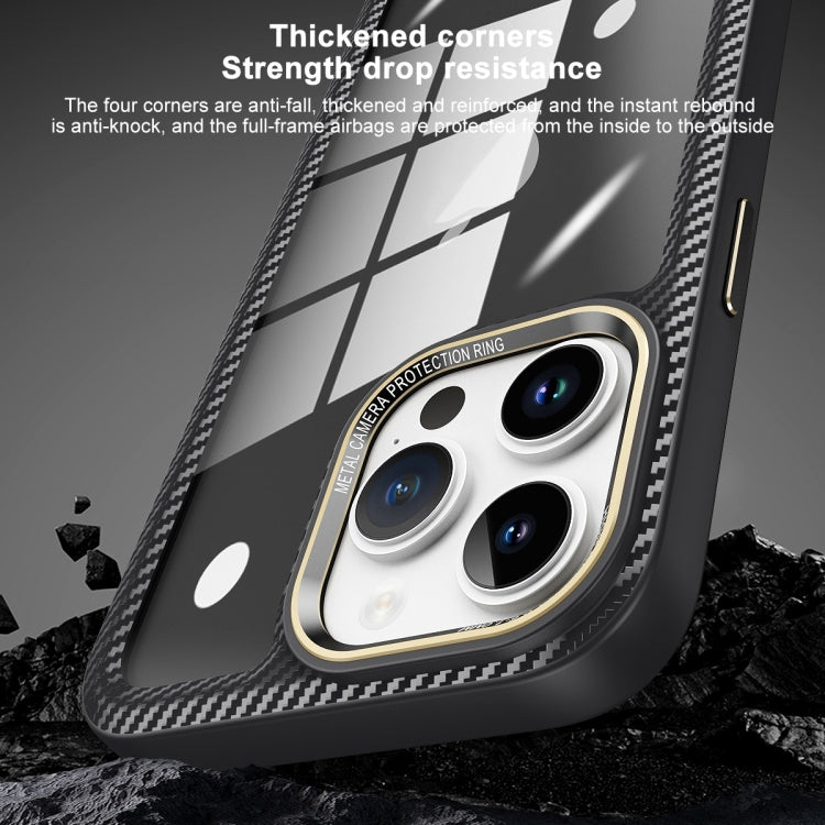 Carbon Fiber Transparent Back Panel Phone Case, For iPhone 11 Pro Max, For iPhone 11