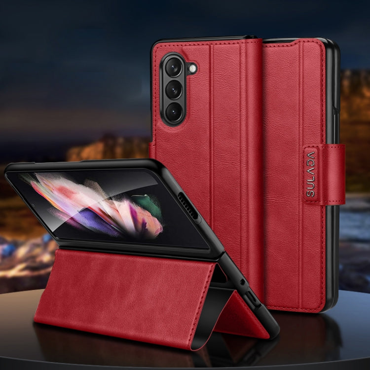 SULADA All-inclusive Magnetic Snap Flip Leather Phone Case, For Samsung Ga6axy Z Fold6, For Samsung Galaxy Z Fold5, For Samsung Galaxy Z Fold4 / W23, For Samsung Galaxy Z Fold3 / W22