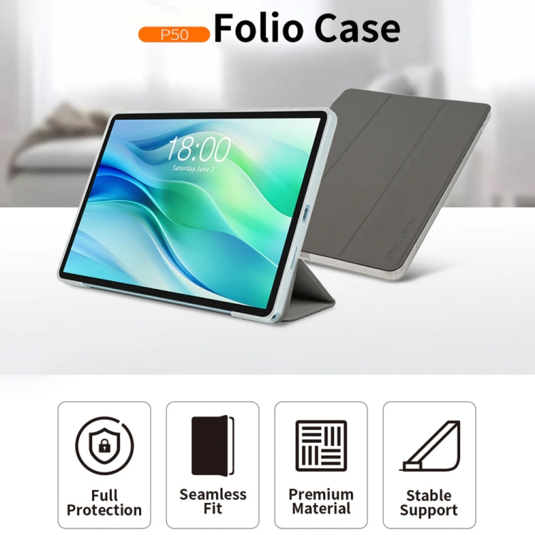 3-Fold Holder Folio Leather Tablet Smart Case, For Teclast P50, For Teclast P30T, For Teclast T60, For Teclast P85T, For Teclast T50 Pro, For Teclast T40S