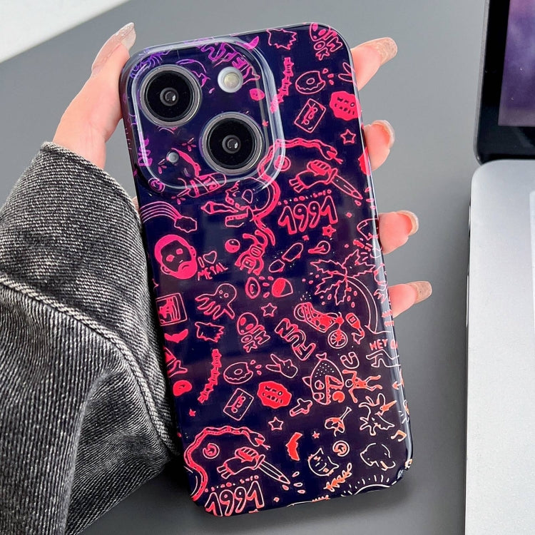 Painted Pattern Precise Hole PC Phone Case, For iPhone 15