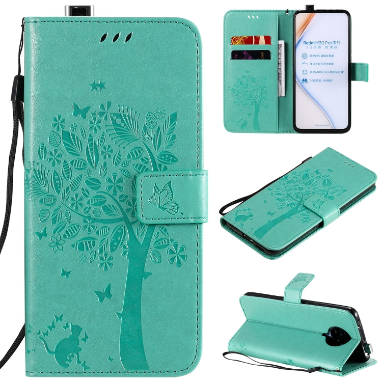 Tree & Cat Embossed Pattern Horizontal Flip Leather Case with Holder & Card Slots & Wallet & Lanyard, For Xiaomi Redmi K30 Pro, For Huawei Nova 7 Pro
